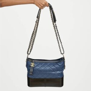 Chanel Navy and Black Quilted Small Gabrielle Shoulder Bag